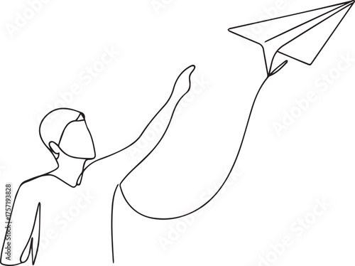 Person launching a paper airplane with a string attached