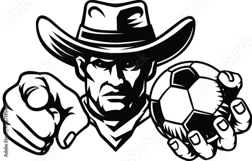 A cowboy man soccer football ball cowboys sports team mascot