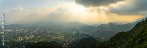 Panoramic View of Dehradun City under a Mystical Dramatic Sky from Mussoorie Road