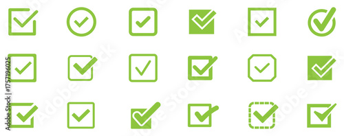 Check mark icon. Check mark vector icon. Checkmark Illustration. Vector symbols set ,green checkmark isolated on white background. Correct vote choise isolated symbol. Vector Illustration. EPS 10