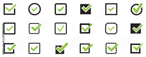 Check mark icon. Check mark vector icon. Checkmark Illustration. Vector symbols set ,green checkmark isolated on white background. Correct vote choise isolated symbol. Vector Illustration. EPS 10