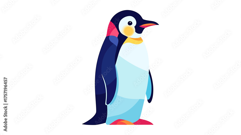 Naklejka premium Colorful penguin illustration vector design of a cute antarctic bird isolated on white background