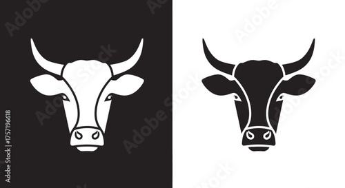 Modern Cow Head Vector Logo Template Stylized Farm Animal Silhouette