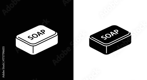 Minimalist Soap Bar Vector Icon Set in Black and White Isometric Style