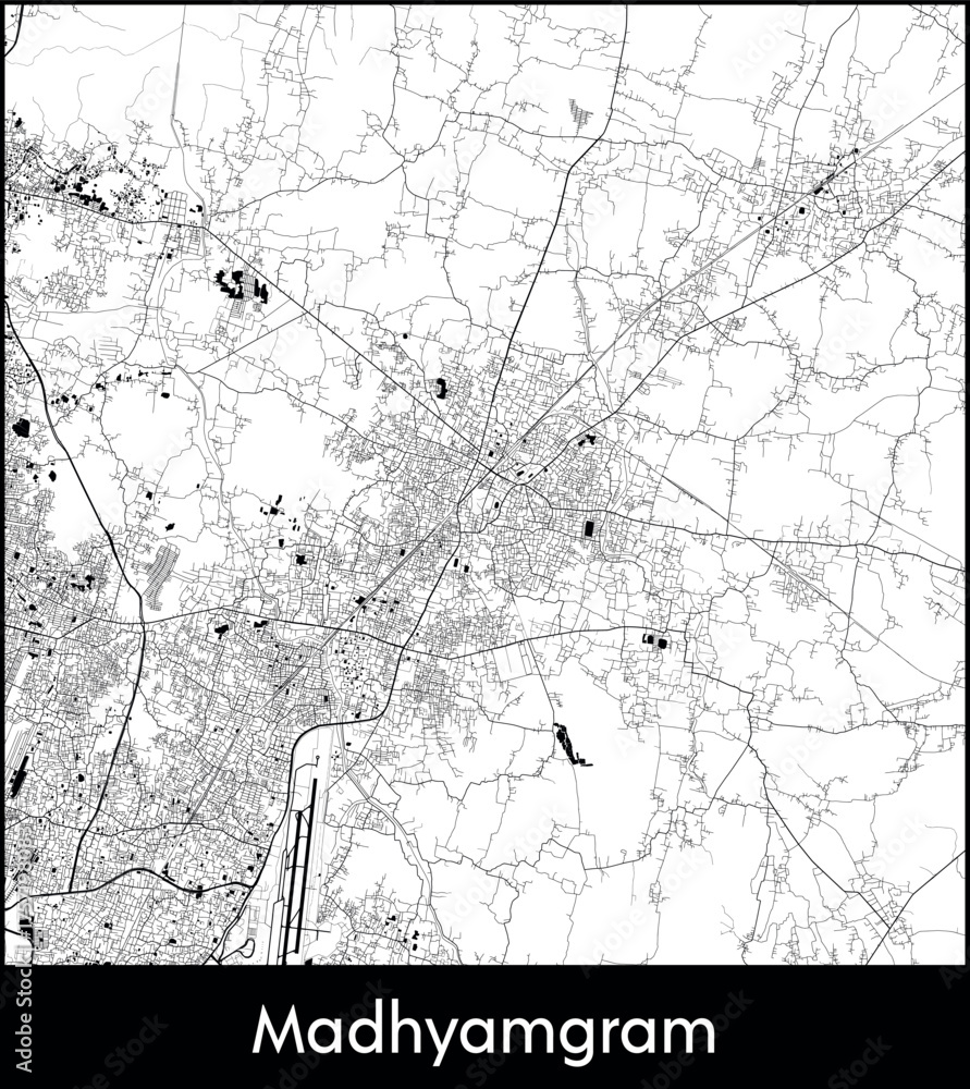 Fototapeta premium Madhyamgram city map, India - Topographic vector map poster