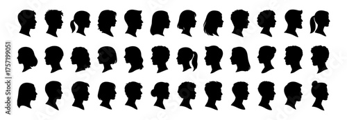 Group of young people silhouette avatars on transparent background