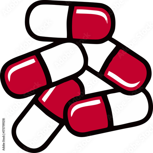 Pile of Red and White Medicine Capsules Pills
