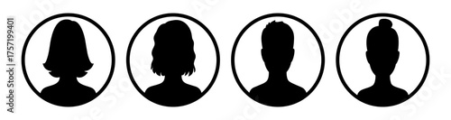 Simple avatar profile people icon set on transparent background