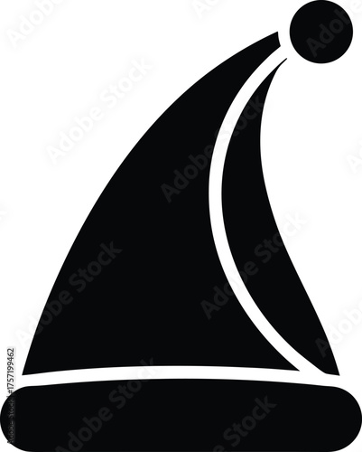 Elf hat silhouette Black silhouette of a pointed elf hat with a pom