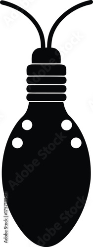Christmas light bulb silhouette Black silhouette of a Christmas light bulb with two wires