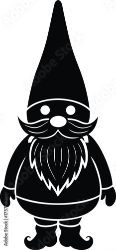 Christmas gnome silhouette Black silhouette of a festive gnome with a pointed hat 1