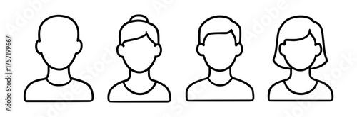Simple avatar profile people icon set on transparent background