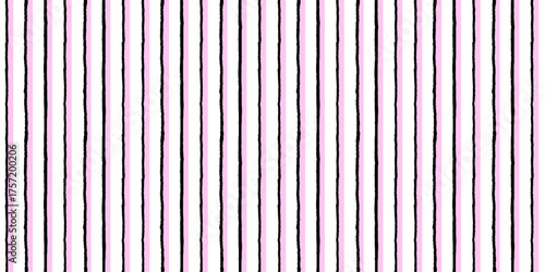 Modern Emo Pop Punk vertical stripes seamless vector pattern in vivid black, pink and white colors. Grunge alternative fashion background texture.