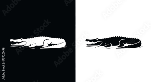 Minimalist Alligator Crocodile Silhouette Vector Icon for a Modern Logo Template