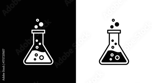 Minimalist Laboratory Flask Vector Icon for Science and Chemistry Research