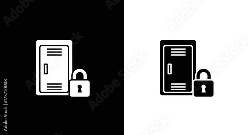 Secure storage locker with padlock icon set.