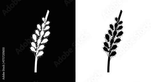 Aphid Pest Infestation Vector Icon Black and White Silhouette
