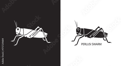 Grasshopper Vector Logo Template Minimalist Black and White Insect Icon