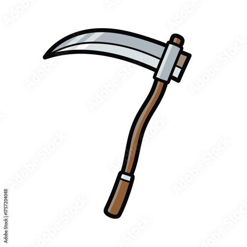 Cartoon Scythe - Grim Reaper Tool, Harvesting Weapon, Death Symbol Illustration