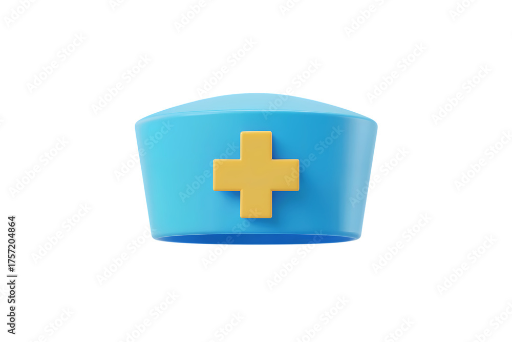 Obraz premium 3d illustration icon of Nurse's hat with cross symbol isolated. Isolated on transparent background, png