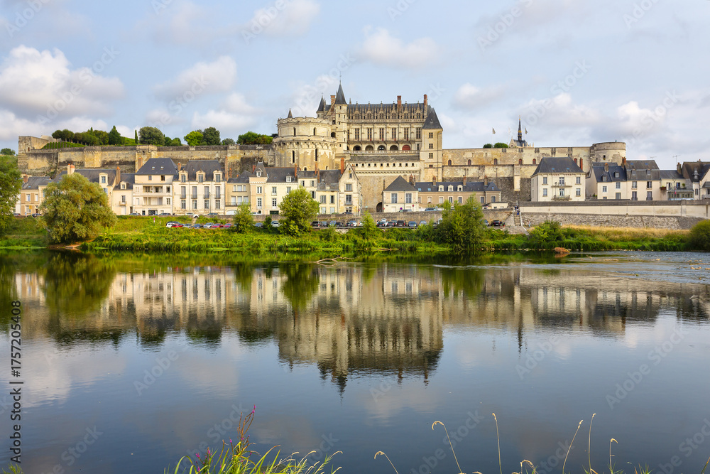 Naklejka premium Amboise Castle Reflected in the River