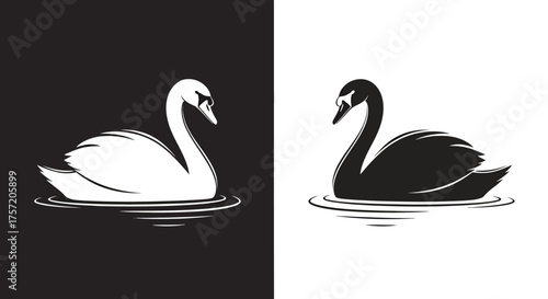 Elegant Swan Vector Logo Template of a Graceful Bird on Water