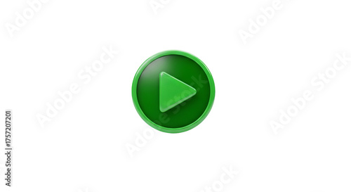 Free Download A green play button sits centered, angled towards the light against a dark . - high quality A green play button sits centered, angled towards the ligh - GFXLoad