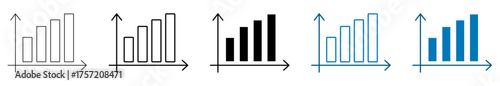 Bar chart icon isolated, Data analysis symbol, Financial report signs, Growth progress indicators, or Business presentation elements vector illustration