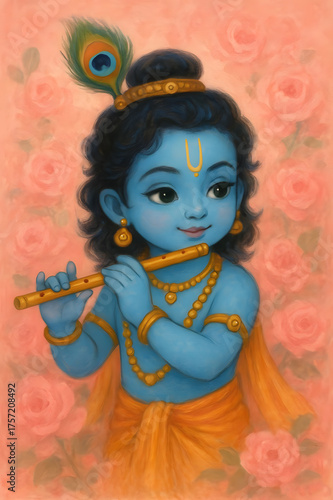 Krishna boy with flute.