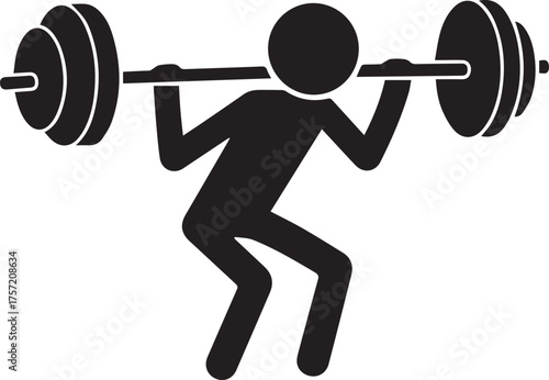 Person Lifting Barbell Silhouette for Weightlifting