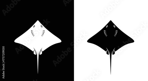 Minimalist Stingray Vector Logo Template Black and White Marine Animal Icon