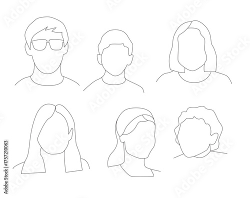 Stylish Busts Contact Sheet – Delicate Hand Drawn Line Art Illustration Vector