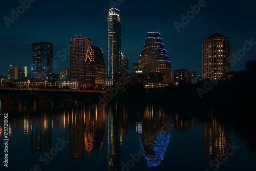 Night Cityscape with Waterfront Reflections