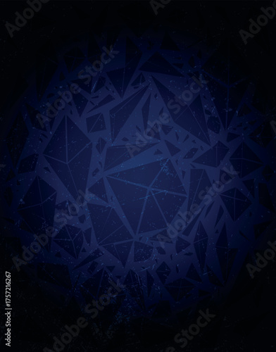 Dark Blue Abstract Polygon Background with Grunge Texture