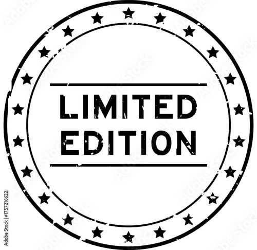 Grunge black limited edition word round seal stamp on white background