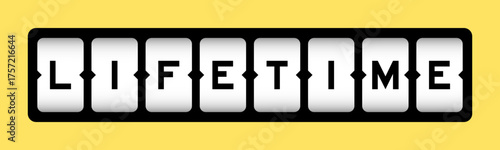 Black color in word lifetime on slot banner with yellow color background
