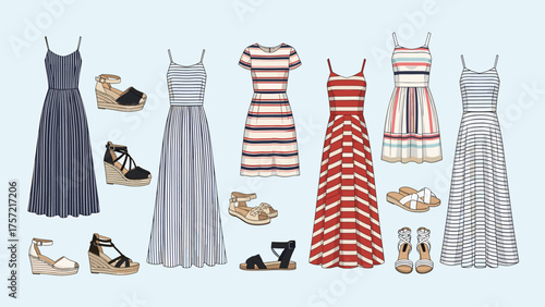 Women's Summer Fashion Collection: Dresses and Sandals for Warm Weather Wardrobe
