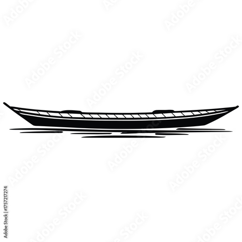 Silhouette of a bangladeshi boatman rowing a traditional wooden boat on water
