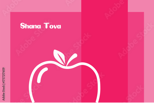 square red graphics background with apple fruit lines