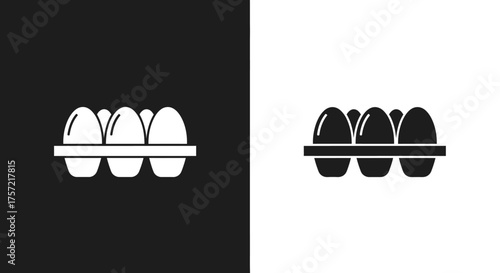 Minimalist Egg Carton Vector Icon Set Black and White Food Symbol