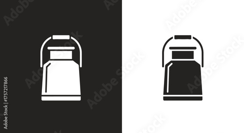Minimalist Milk Can Vector Icon in a Simple Black and White Glyph Style