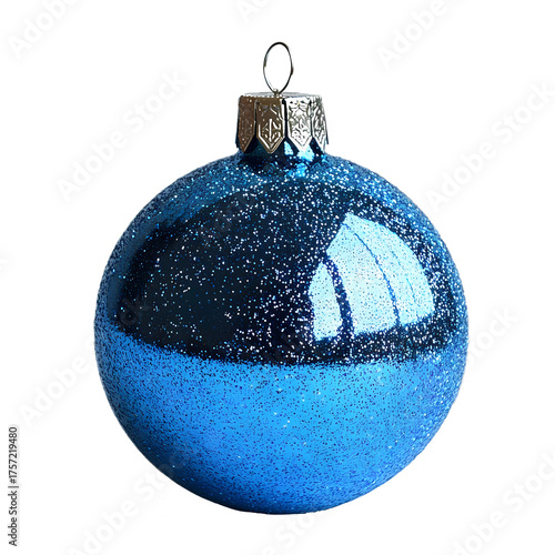 Blue Glittery shiny bauble christmas tree ornament isolated background png