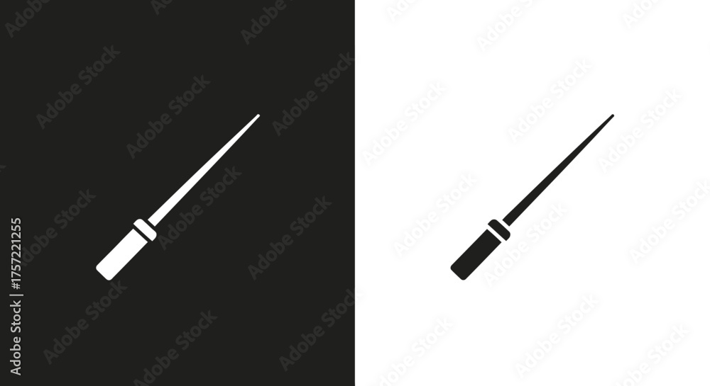 Naklejka premium Minimalist Dental Instrument Vector Icon Black and White