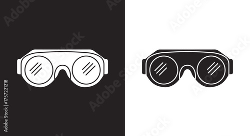 Hand Drawn Safety Goggles Vector Icon in Monochrome Stamp Style for Industrial Safety