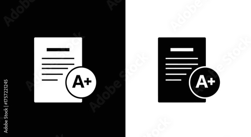 Minimalist A Plus School Test Vector Icon for Education and Achievement