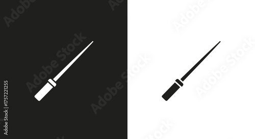 Minimalist Dental Instrument Vector Icon Black and White