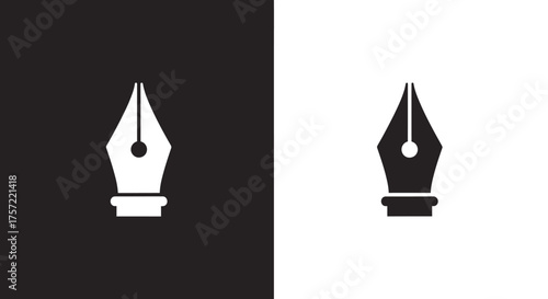 Classic fountain pen nib icon in black and white.