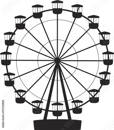 Vector silhouette illustration of a ferris wheel amusement park ride scalable eps icon silhouette vector illustration white background