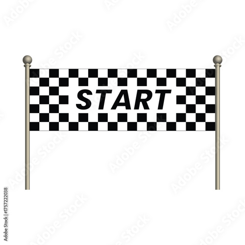 Black and white checkered start line banner for racing or competition events. Perfect for sports, marathon, or race design concepts.
