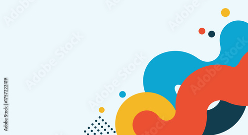 Vibrant Abstract Fluid Background Vector Template with Geometric Shapes and Copy Space
